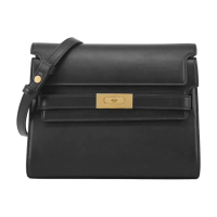 【TORY BURCH】LEATHER 平滑皮革翻蓋斜背包-黑(黑)