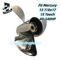 Captain Boat Propeller 13 7/8x17 Fit Mercury Outboard Engines 75 80 90 100 115 125 140HP Stainless Steel 3 Blade 15 Tooth Spline