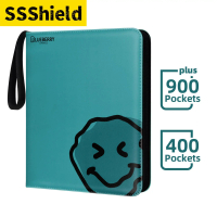 BERYFAM Binder Zipper Album 400/900 Pocket Turquoise Blue Leather Pokemon LomoCard Binder Blueberry 