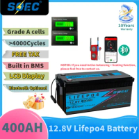 SOEC 400AH Lifepo4 Batterie 12V Lithium Rechargeable with Bluetooth BMS LCD Active Balancing Heating for 5KW RV Camper Golf Cart