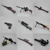 1/6 Soldier Weapon Accessories Assembly Puzzle Model Gatling M82A1 Sniper Rifle Desert Eagle Pistol Military Educational Toys