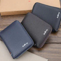 200pcs/lot Top quality men wallet card slots zipper around wallet purse men soft leather male clutch money bag purse