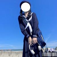 基礎款紺色三本正統JK制服日本水手服學院風不良長裙學生校服班服--享樂