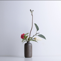 粗陶花器日式簡約陶瓷花瓶擺件創意軟裝飾品花插臺面花器