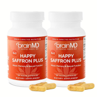 BrainMD Happy Saffron Plus Mood Support Supplement Natural Saffron Extract Formula for Stress Relief