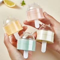 夏季冰棒DIY製冰盒 棒棒糖造型輕鬆脫膜好清洗圓型冰球冰格(四色各一入)
