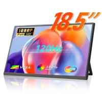 18.5 inch Portable Monitor, 120HZ 1080P FHD IPS Large Portable Monitor for Laptop Mac PC PS4/5 Switch Laptop Screen Extender