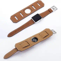 Link Bracelet Strap with Connector for iWatch Series 6 5 4 3 2 1 Leather Loop for Apple Watch Band 38-44mm Fran-b15d