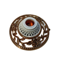 Fitting Lampu Plafon Dekoratif PVC Ukir Emas Tembaga 14 cm – Fitting Hiasan Lampu Rumah Plafon Varia
