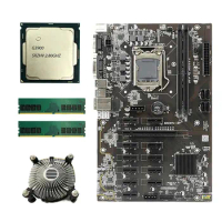 B250 BTC Mining Motherboard with G3900 CPU+2X4G DDR4 RAM+Cooling Fan 12 PCIE GPU Slot LGA1151 DDR4 DIMM RAM SATA3.0