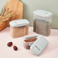 Transparent PET Food Storage Container Jar with Lid, Kitchen Canister for Spices, Grains, Snacks, Co