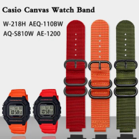Watch Accessories Men's Nylon Canvas Strap for Casio W-218H AQ-S810W F-108W AEQ-110W Ladies Sports Waterproof Strap