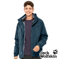 【Jack wolfskin飛狼】男 Air Wolf 保暖兩件式防風防水透氣羽絨外套 衝鋒衣『深黛藍』