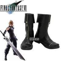 Game Final Fantasy 7 FF7 Cloud Strife Cosplay Boots Shoes Black Men Shoes Costume Customized Accessories Halloween Party Shoes