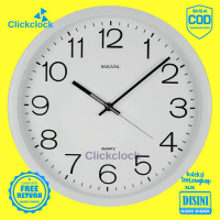 Terbaru Jam Dinding Quartz Minimalis Putih Sakana 079 Besar - Putih
