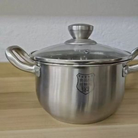 304食品級不銹鋼湯鑊加厚複底雙耳煲湯鑊煮粥煮麪鑊燉鑊煲湯家用 湯鍋 湯煲 家用廚房 燉鍋 耐高溫 18cm
