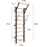 SG-1129,Manufactory Wood Stall Bar, Swedish Ladder Suspension Trainer with 9 Strategic Rods, for Home, Gym, School and Clinics