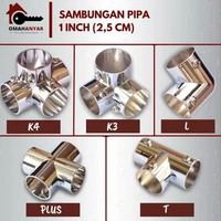 Sambungan Pipa Bulat Besi untuk Pipa SS & Aluminium ukuran 1" inch 2,5cm Joint T L K3 K4 + Joint Tip