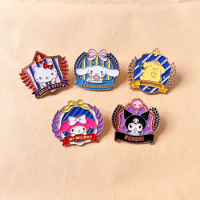 Sanrio Brooch Anime Action Figures Hello Kitty Kuromi Melody Academy Style Metal Emblem Decorative Bag Clothes Brooch Jewelry