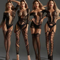 Transparent Crotchless Sexy Lingerie Hot Erotic Sexy Costumes Porn One-piece Sex Tights Porn Women Underwear Exotic Apparel 18+