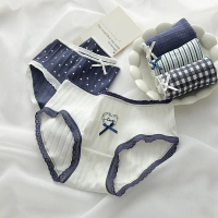 Pinky CD2145 Celana Dalam Motif Pita Lucu Navy Putih Fashion Polos Wanita Cewek dalaman anti jiplak