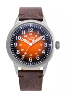 Filippo Loreti 男女蛋白不銹鋼田手錶Quartz手錶，直徑40mm，棕色皮革，帶重棕色縫線手鍊
