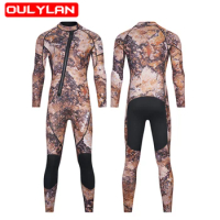 Oulylan Men's Camouflage 3mm Neoprene Diving Suit Back Zip Long Sleeves Keen Warm Thickened Spearfishing Men Wetsuit for Surfing