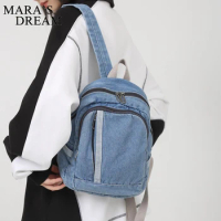 Mara's Dream Denim Canvas Women Backpack High Capacity For Teenager Girls Backpack Female Fashion Rucksack Cute Denim Travel bag