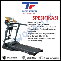 TOTAL FITNESS TREADMILL ELEKTRIK AUTO INCLINE TL-680 | ORIGINAL ALAT FITNESS