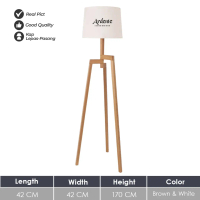 ARDENTE 7-1040 Lampu Lantai / Standing Lamp Minimalist Coklat Kayu Tinggi 170 cm Lampu Hias Dekorasi