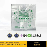 LOCO - Kantong Plastik PE Bening | Kantong Kresek | LOCO Take Away | 25 x 48 cm (250 gram) 1 Pack