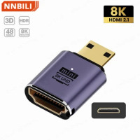 8K cable Micro HDMI male to HDMI 2.1 female NNBILI ultra high definition extended gold converter adapter supports 8K 60Hz HDTV