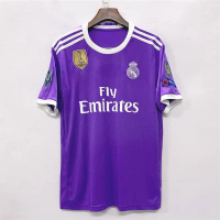 Áo bóng đá Real Madrid sân khách, phong cách cổ điển, màu tím, mùa giải 2016/2017, số 7 Ronaldo, áo 