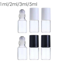 50PCS 1ML/2ML/3ML/5MLTransparent Bottle Glass Roll Roller Ball Bottle on Essential Oil Empty Perfume Bottle for Travel