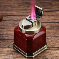 Honest Torch Lighter Desktop Table Quad Jet Flame Lighter Butane Refillable Cigar Lighter for Smoking Men's Gift