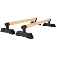HYBRID Steel Parallettes Wooden Push Up Stand Dip Bar Equalizer Bar Chin Up Bar Muscle Strength Exercise