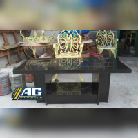 Meja Tamu Granit Hitam Model Klasik