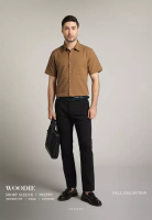 MOC MOC - Kemeja Pria Lengan Pendek Polos Woodie - Brown