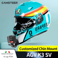 Camsteer Customized CNC Aluminium AGV K3sv Helmet Chin Mount for GoPro Max Hero 10 9 Insta360One X2 DJI AKASO Camera Accessorie