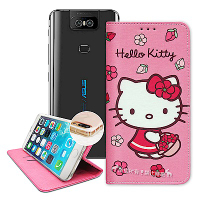 三麗鷗授權 Hello Kitty 華碩 ZenFone 6 櫻花吊繩款彩繪側掀皮套