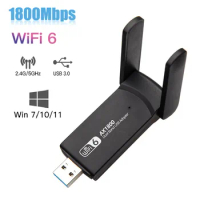 1800Mbps USB WiFi 6 Adapter AX1800 Network Card For PC Win7/Win10/Win11 Dual Band 5GHz 2.4GHz Wi Fi Receptor Antenna