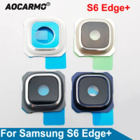 Aocarmo Rear Back Camera Lens Glass Cover + Metal Ring Frame + Adhesive Sticker For Samsung Galaxy S6 Edge Plus Edge+ G928 5.7"
