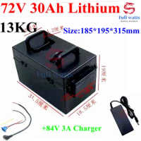 Waterproof Case 30AH 72V lithium battery pack battery 72v 3000w +3A Charger for 3600W 72V Electric tricycle quadricycle Golf car