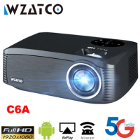 WZATCO C6A 300inch Android WIFI Smart 4K Full HD 1920*1080P LED Projector Beamer 6D Keystone Home Cinema player game Proyector