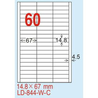 【龍德】LD-844(直角) 雷射、影印專用標籤-紅銅板 14.8x67mm 20大張/包
