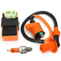 For GY6 50 80 110 125 150cc Moped Scooter ATV Go Carts Performance Racing 6 Pins AC CDI Box Ignition Coil A7TJC Spark Plug