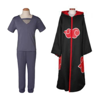 Anime Uchiha Itachi Akatsuki Cosplay Costume Top Pants Underwear Cloak Cape Full Set Outfit Role-playing Halloween Party Suits