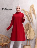 New Diskon Tunik Wanita Regina Tunik Kaos Import Hijab - Merah All Size