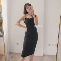 [ HYERIES ] JENNY Dress Wanita Bodycon Sexy Korea Square Neck Tali Spaghetti / Dress Kondangan / Dre