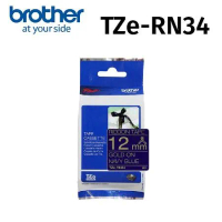 brother 原廠 12mm 絲質緞帶標籤帶 TZe-RN34藍底金字